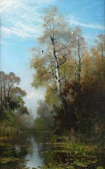 Lake Scene in Autumn, Mauritz Lindstrom